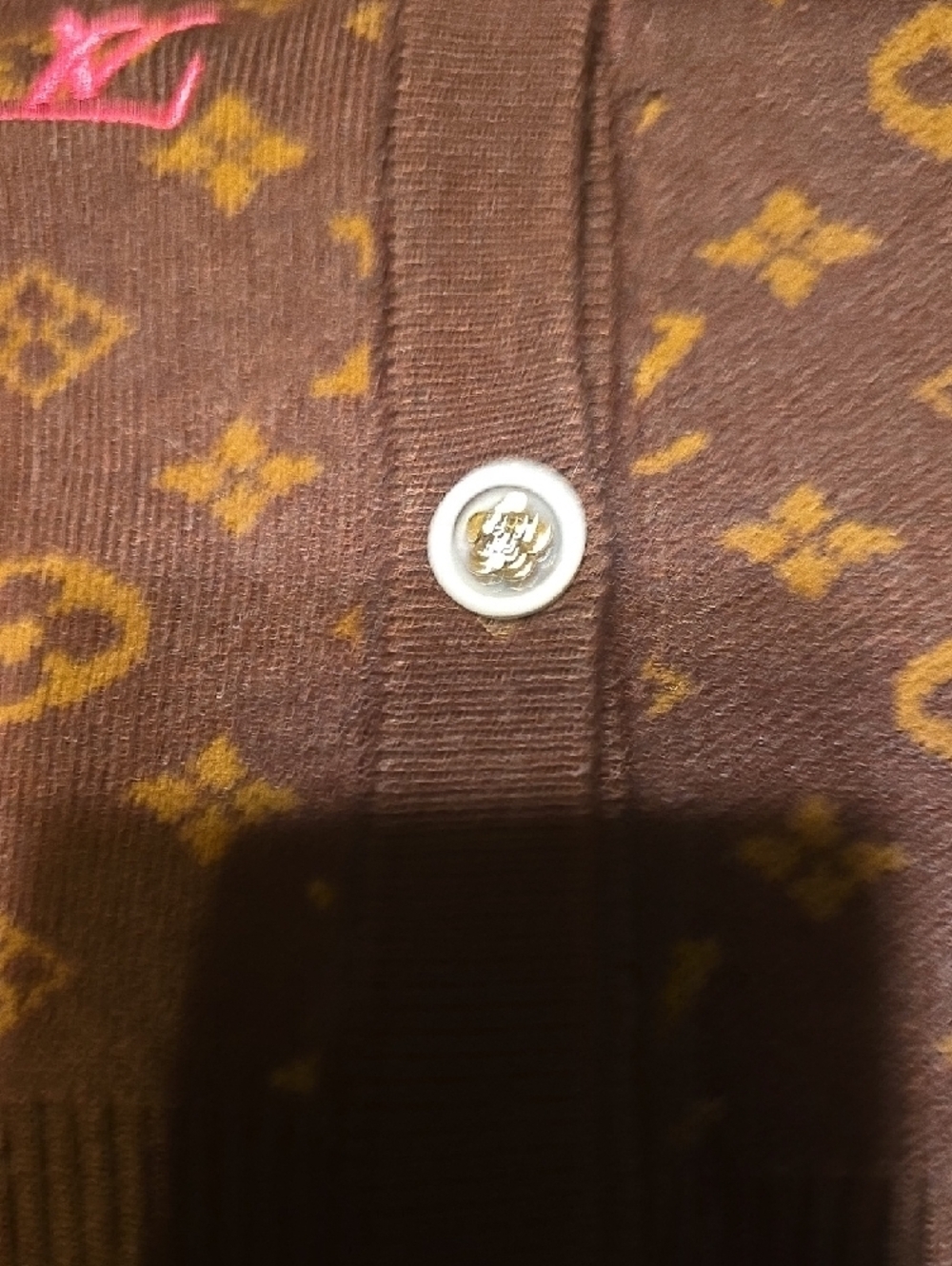 Louis Vuitton Brown Monogram Button-Front Cardigan    PLEASE READ FULL DESCRIPT! - Picture 3 of 5